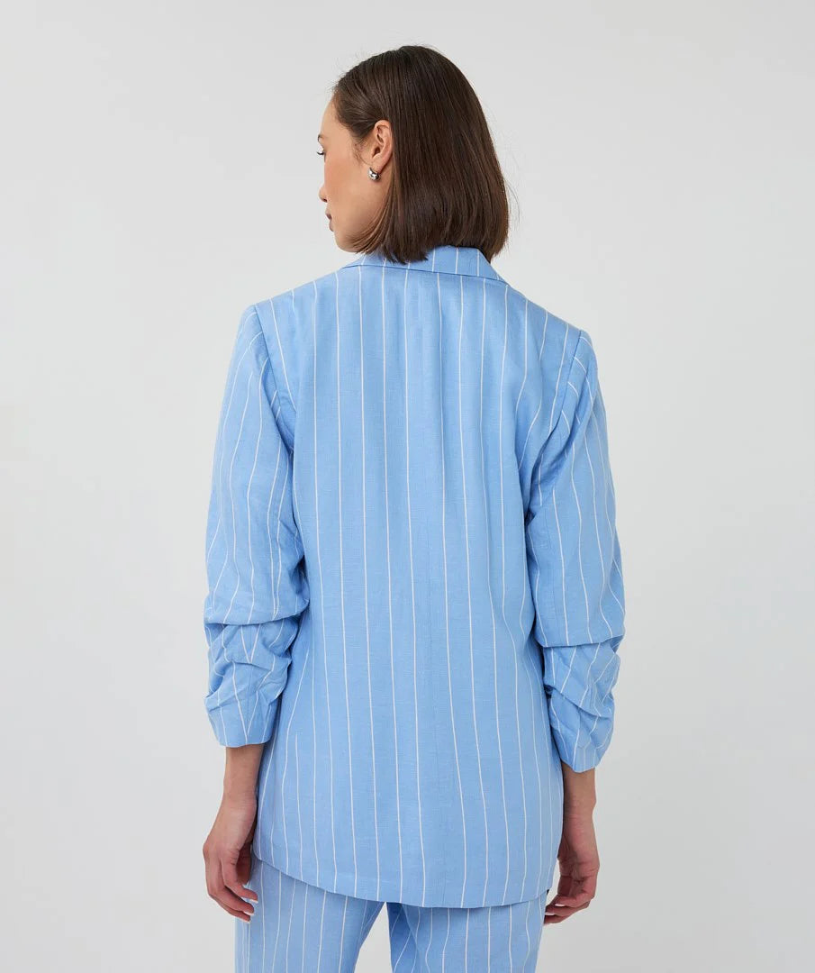 Blazer Linen Stripe - Pacific Blue