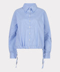 Blouse Striped Cropped Batwing - Blue/White