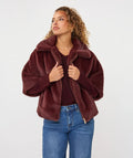 Coat Poncho Faux Fur Coffee