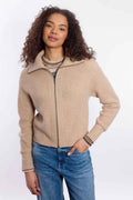 TEXTURED ZIP MOCK CARDIGAN
