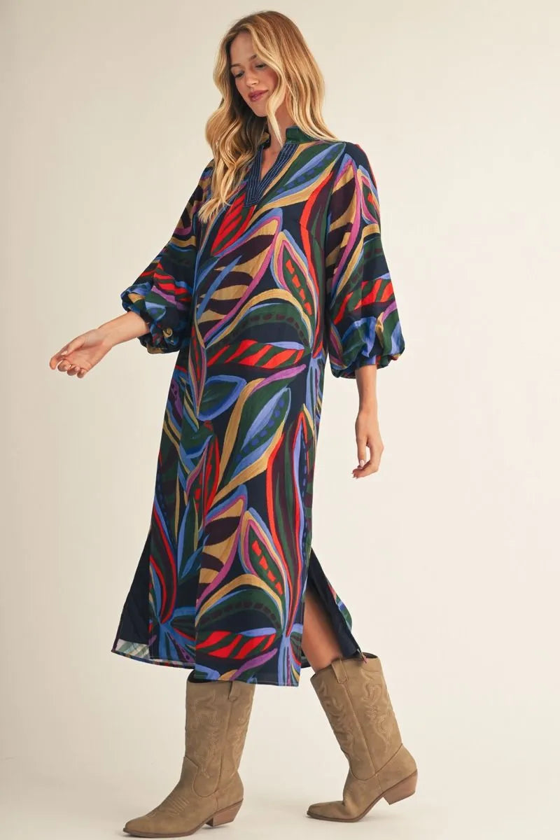 Navy Multicolored Dress