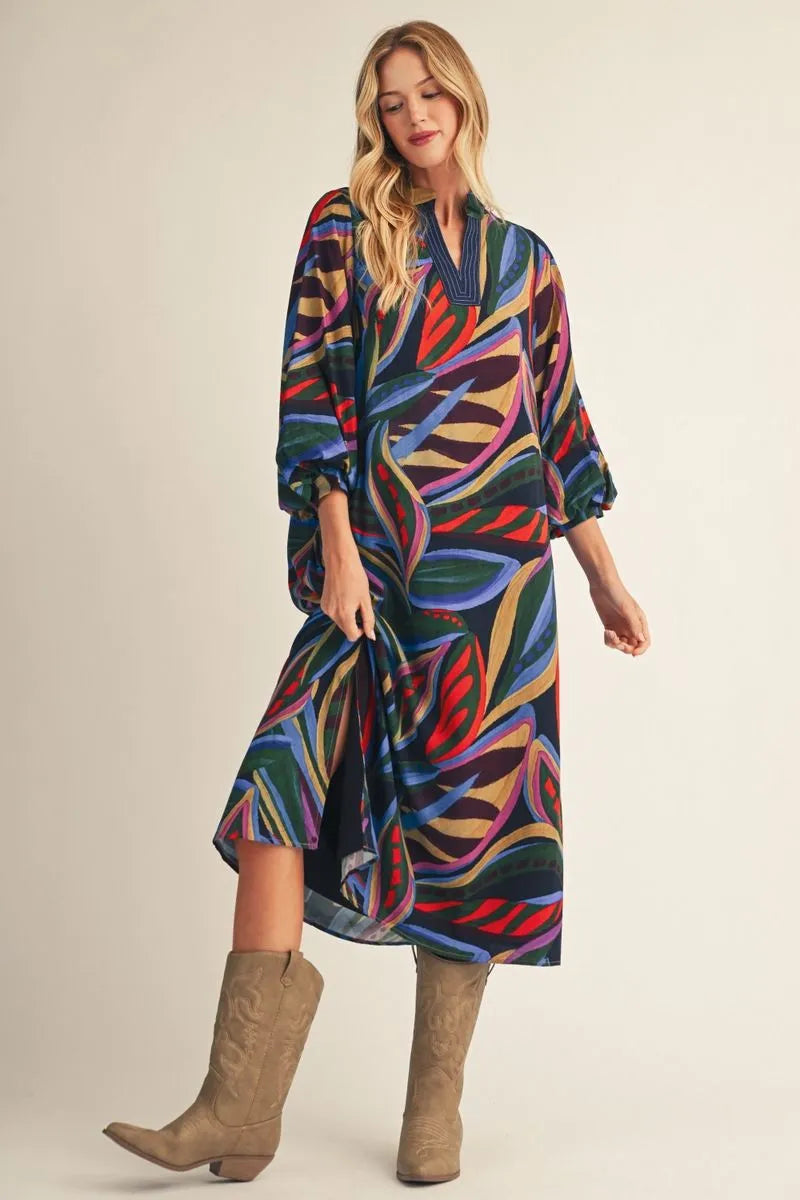 Navy Multicolored Dress