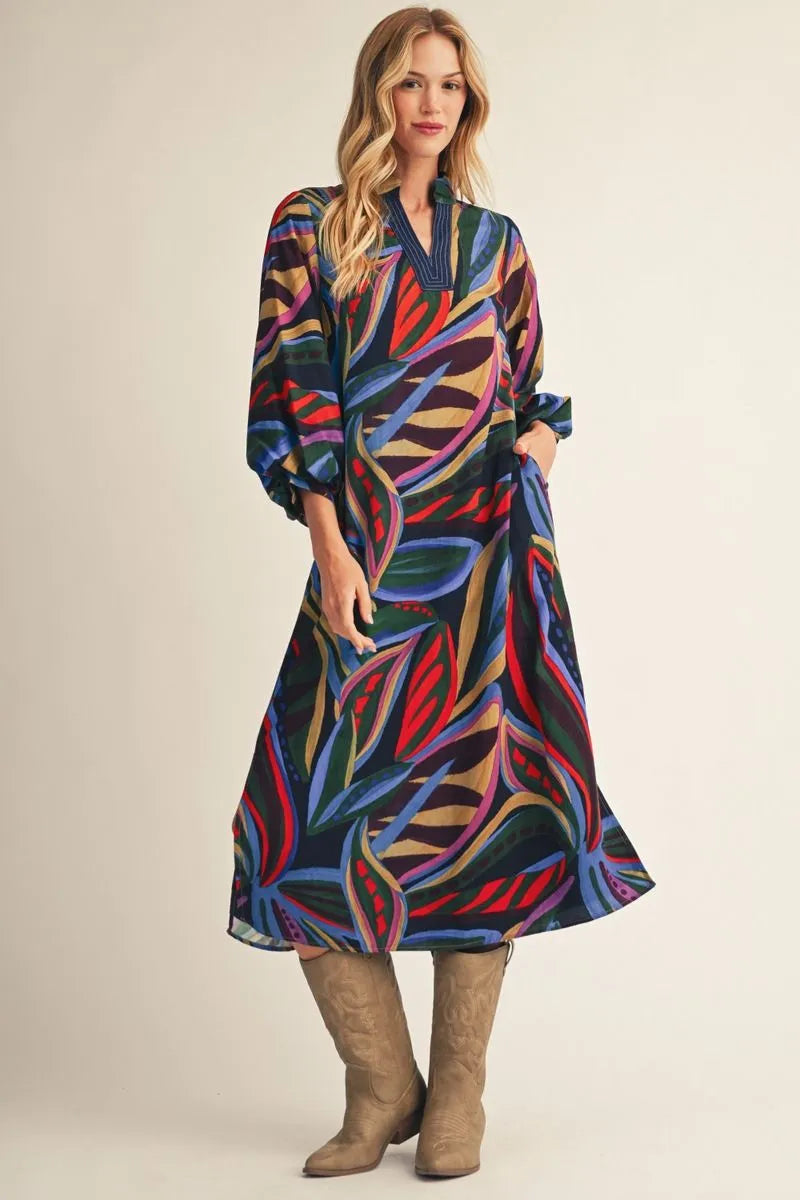 Navy Multicolored Dress
