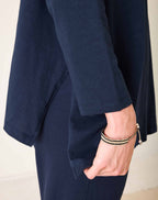 Catalina Turtleneck Tee- Navy w/ Piping - One Size