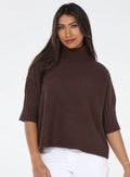 Aria Pleated Sleeve Mock Neck Sweater