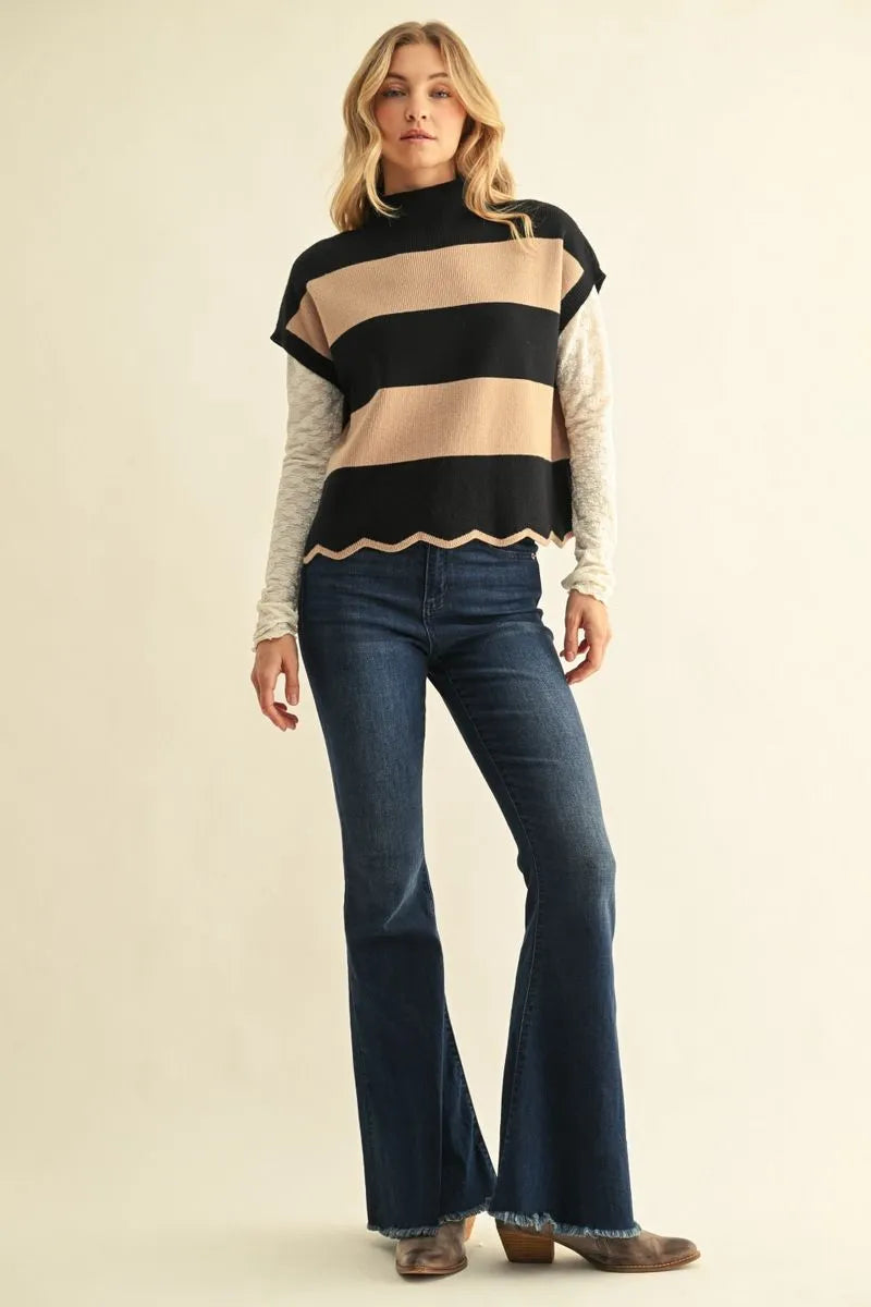 Black/Taupe Stripe Sweater