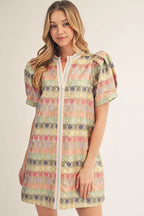 Blush Floral Jacquard Dress