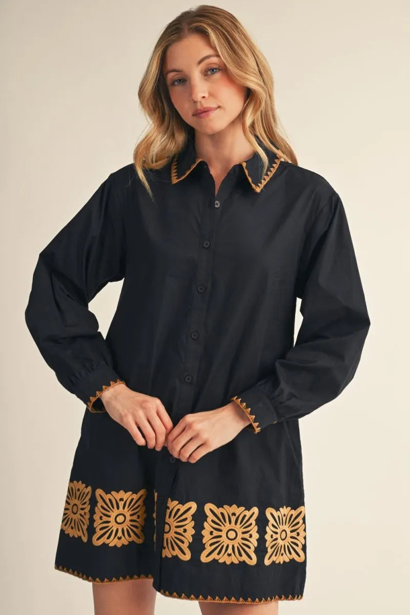 Black Dress with Embroidery