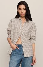 River Plaid Button Up Frosted Pearl