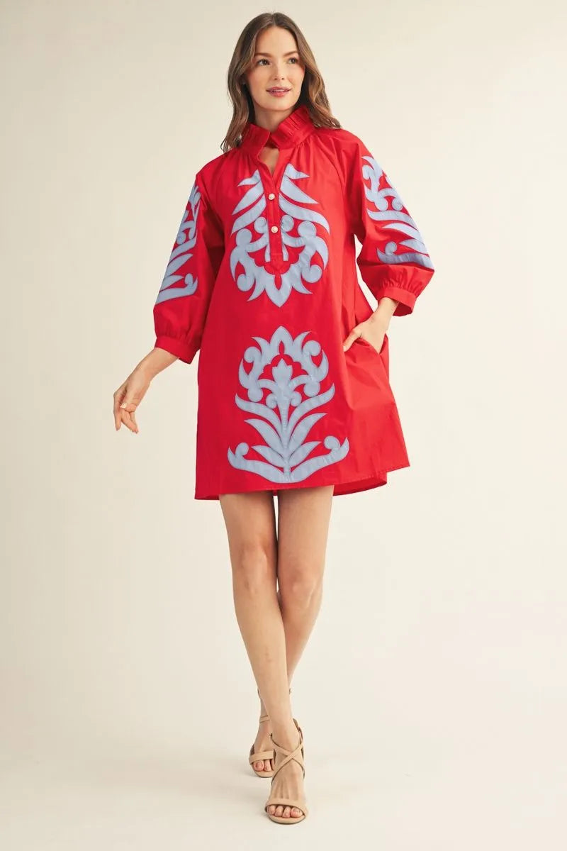 Tomato Red/Blue Dress