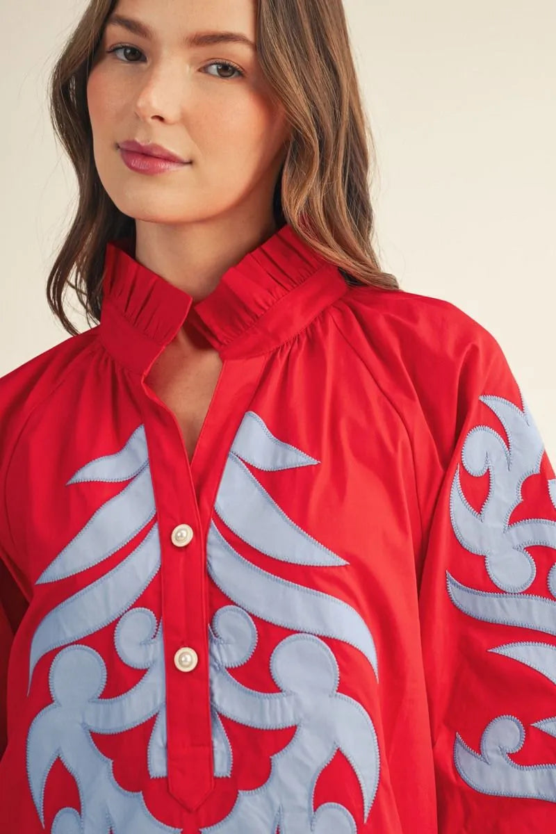 Tomato Red/Blue Dress
