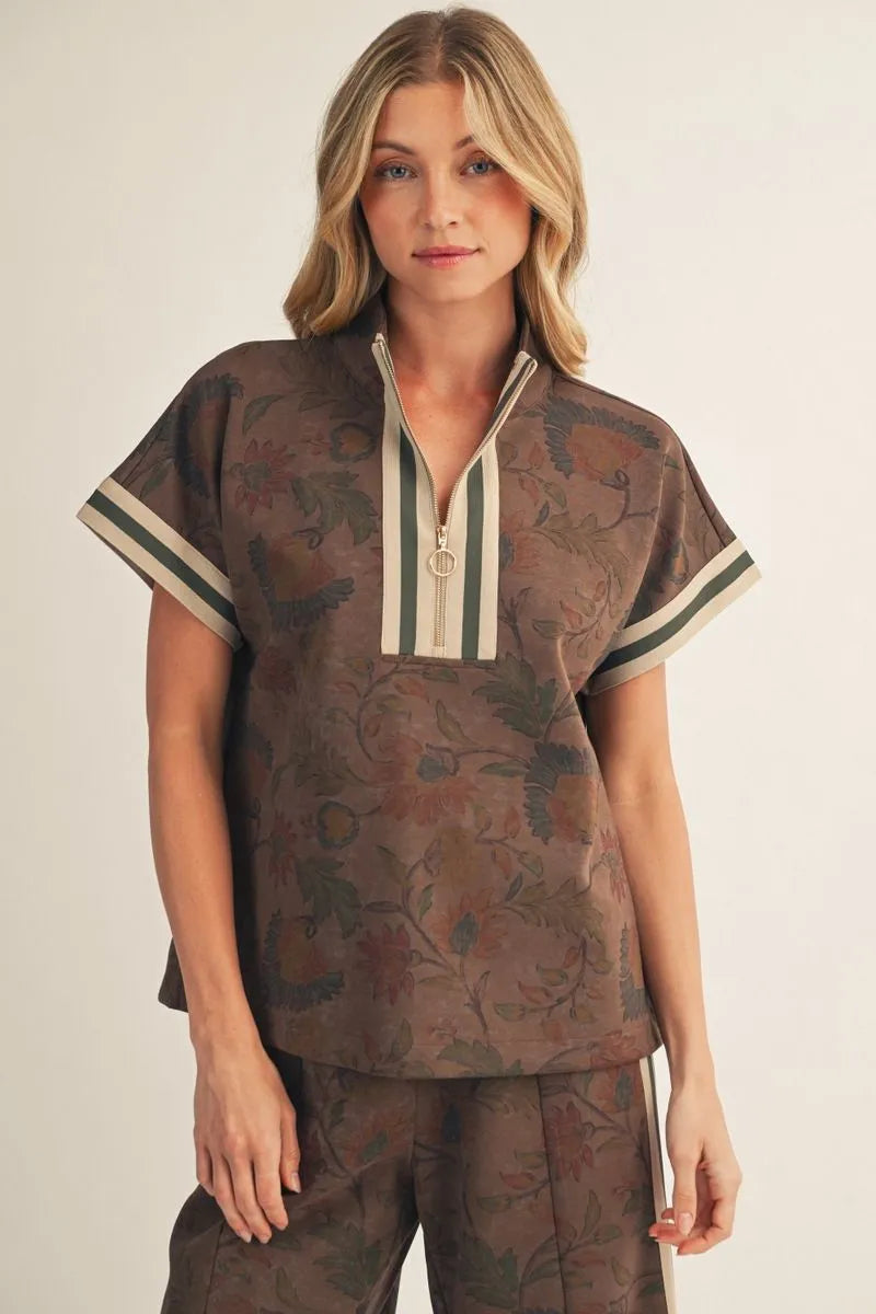 Brown Floral Travel Set