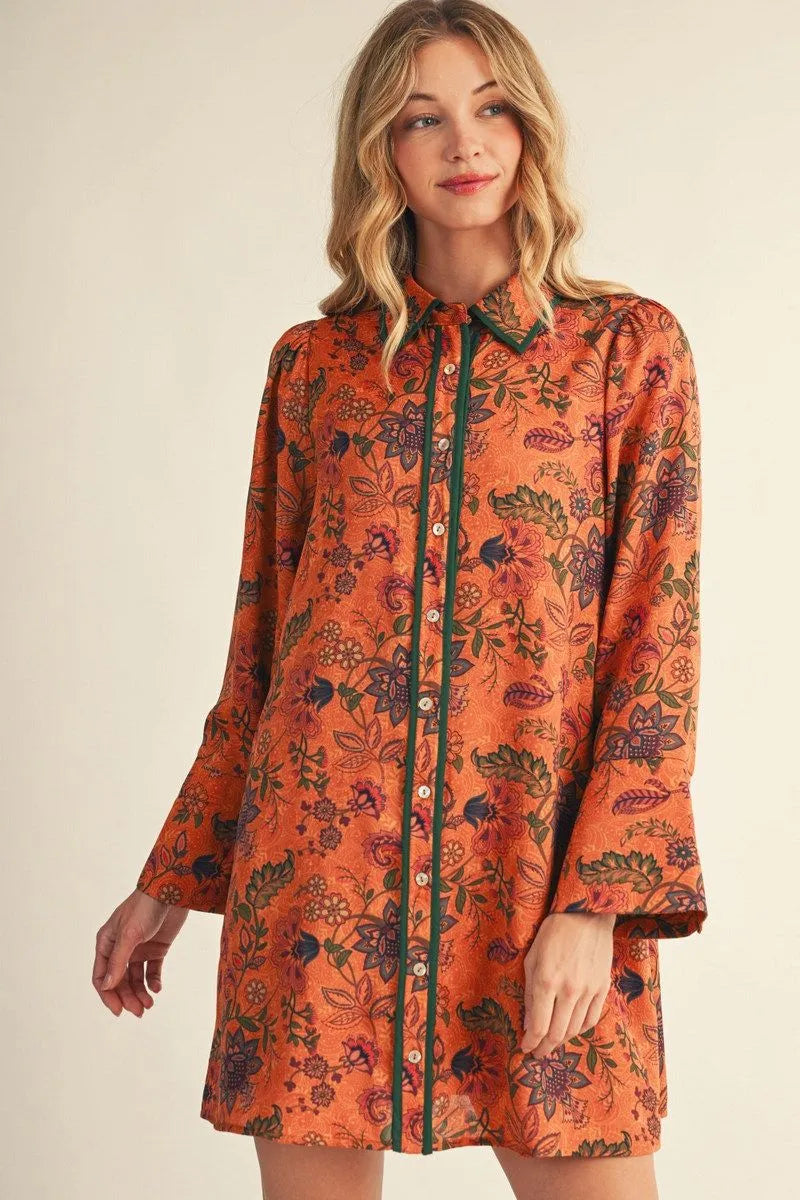 Bellsleeve Boho Button Down Dress