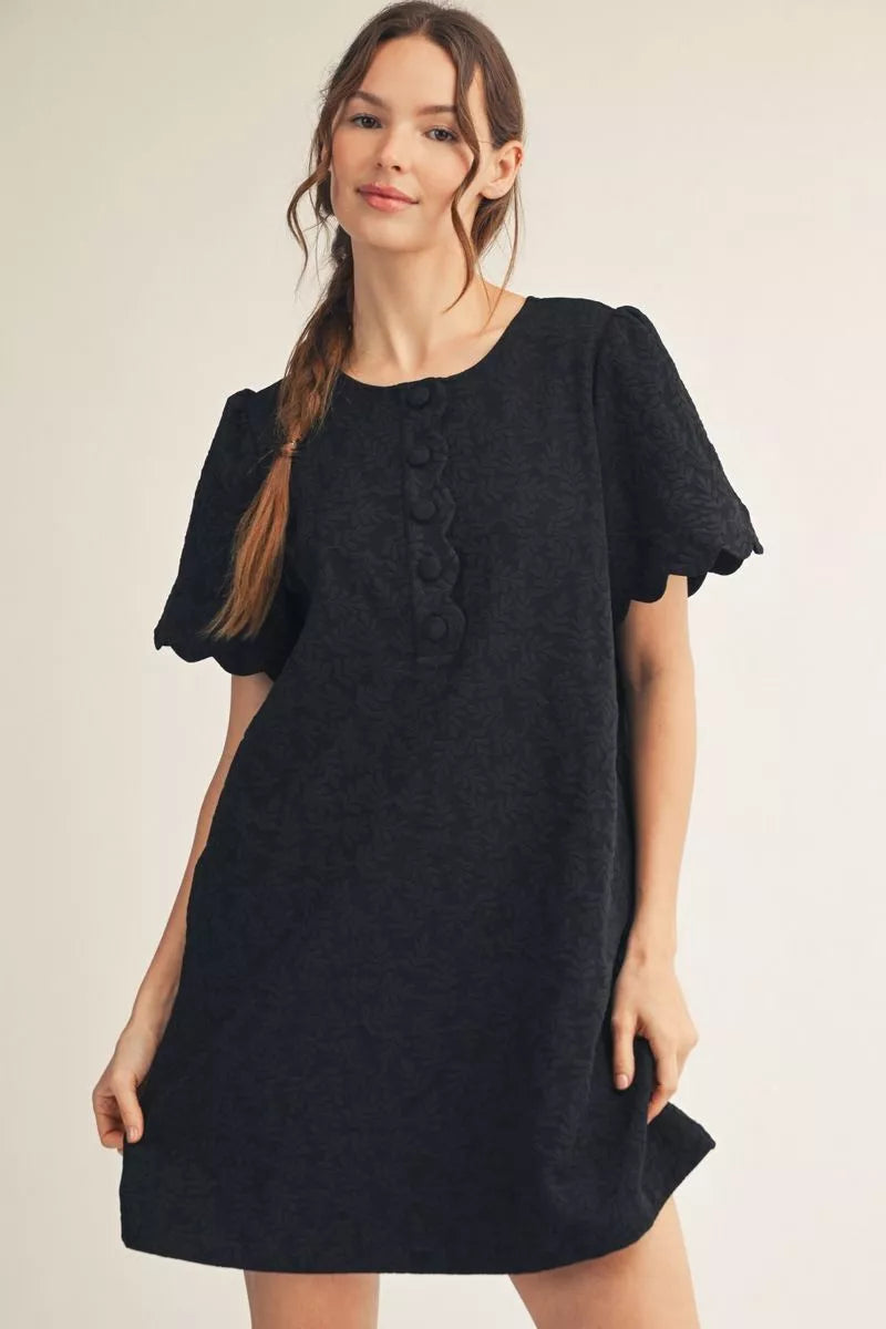 Black Floral Jacquard Dress