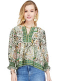 Joy Joy Pinwheel Border Placket Top