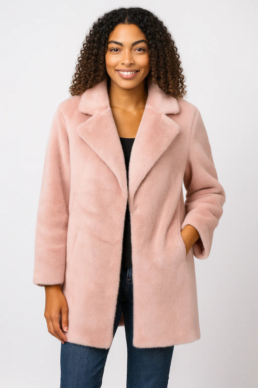 Faux Fur and Suede Coat