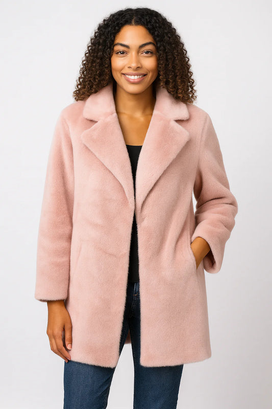 Faux Fur and Suede Coat