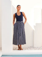 Contrast Belted Midi Dress