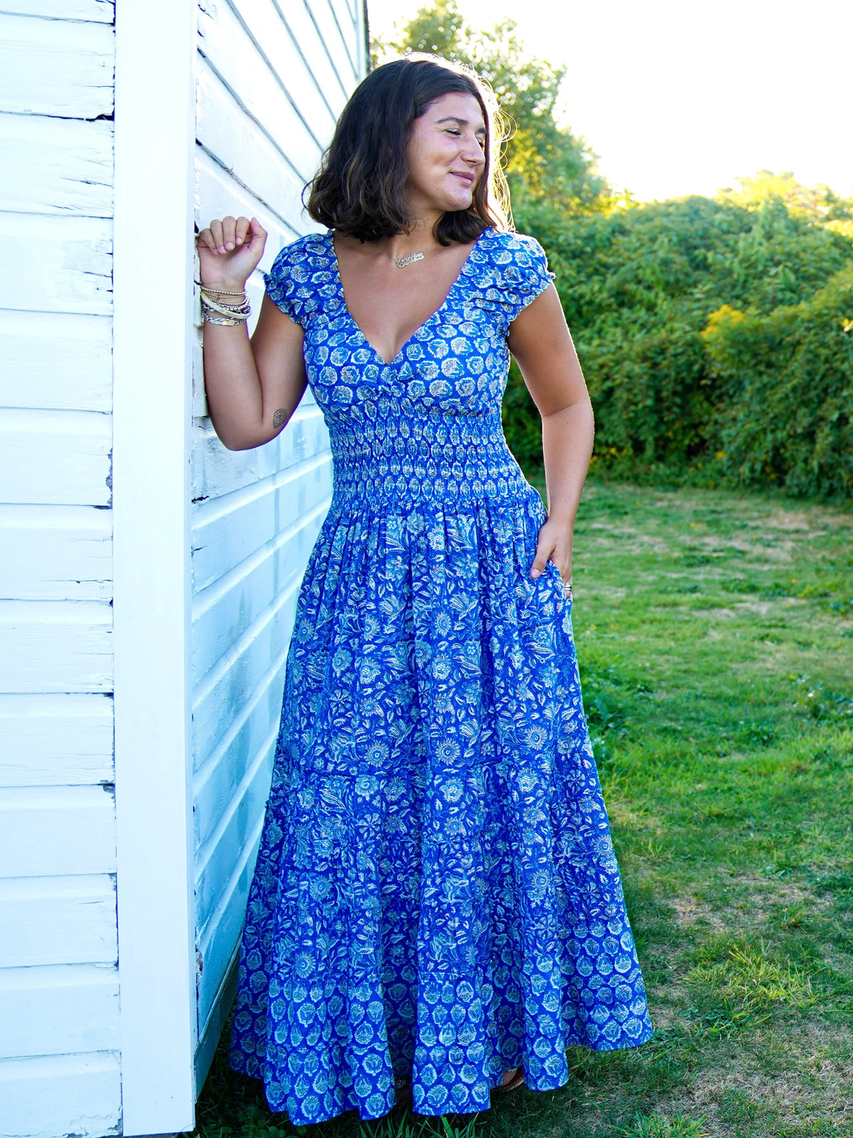 Genevieve Maxi Dress, Scatter Blue
