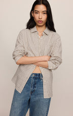 River Plaid Button Up Frosted Pearl