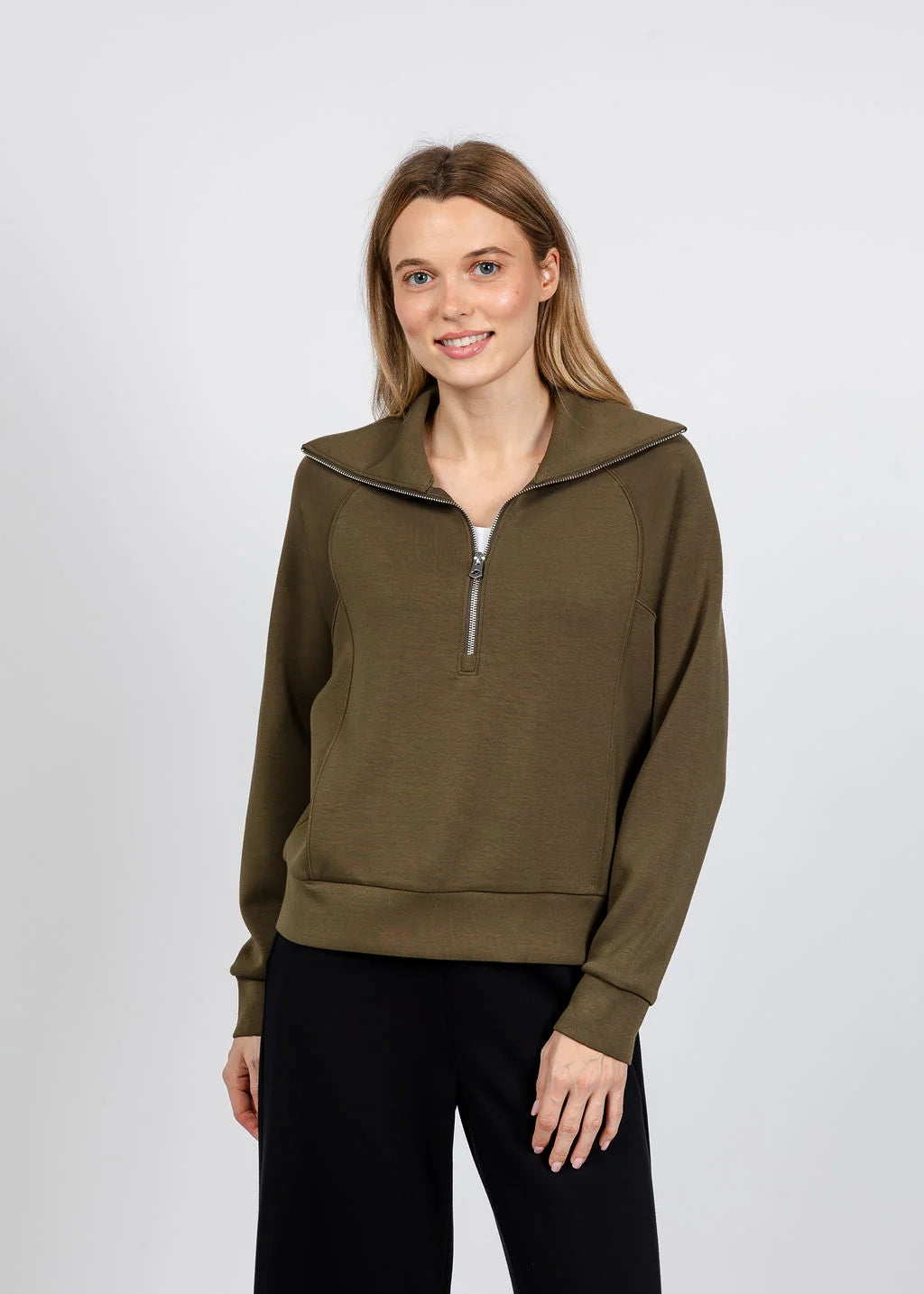 EL Comfort Zone Half Zip Top Olive