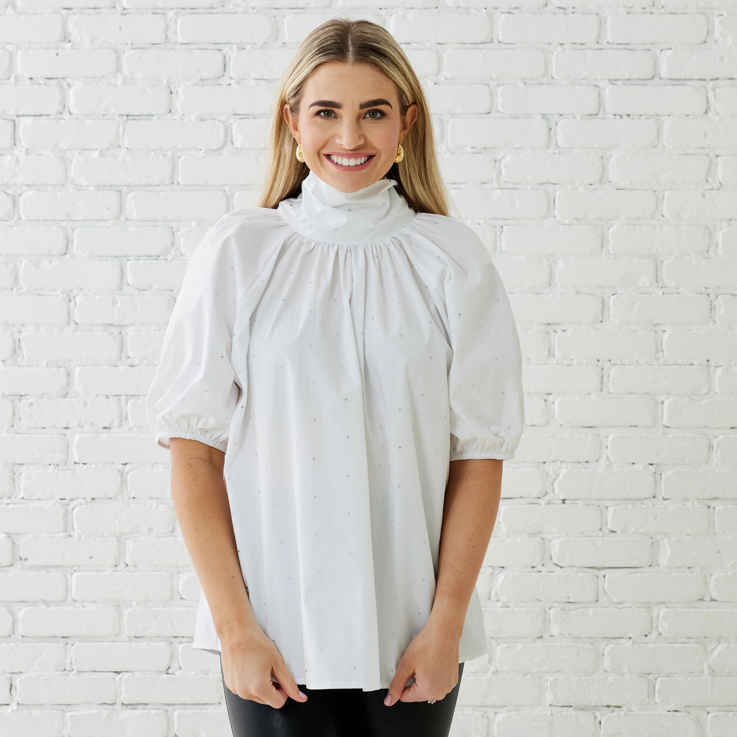 RYAN BOW SPARKLE TOP WHITE