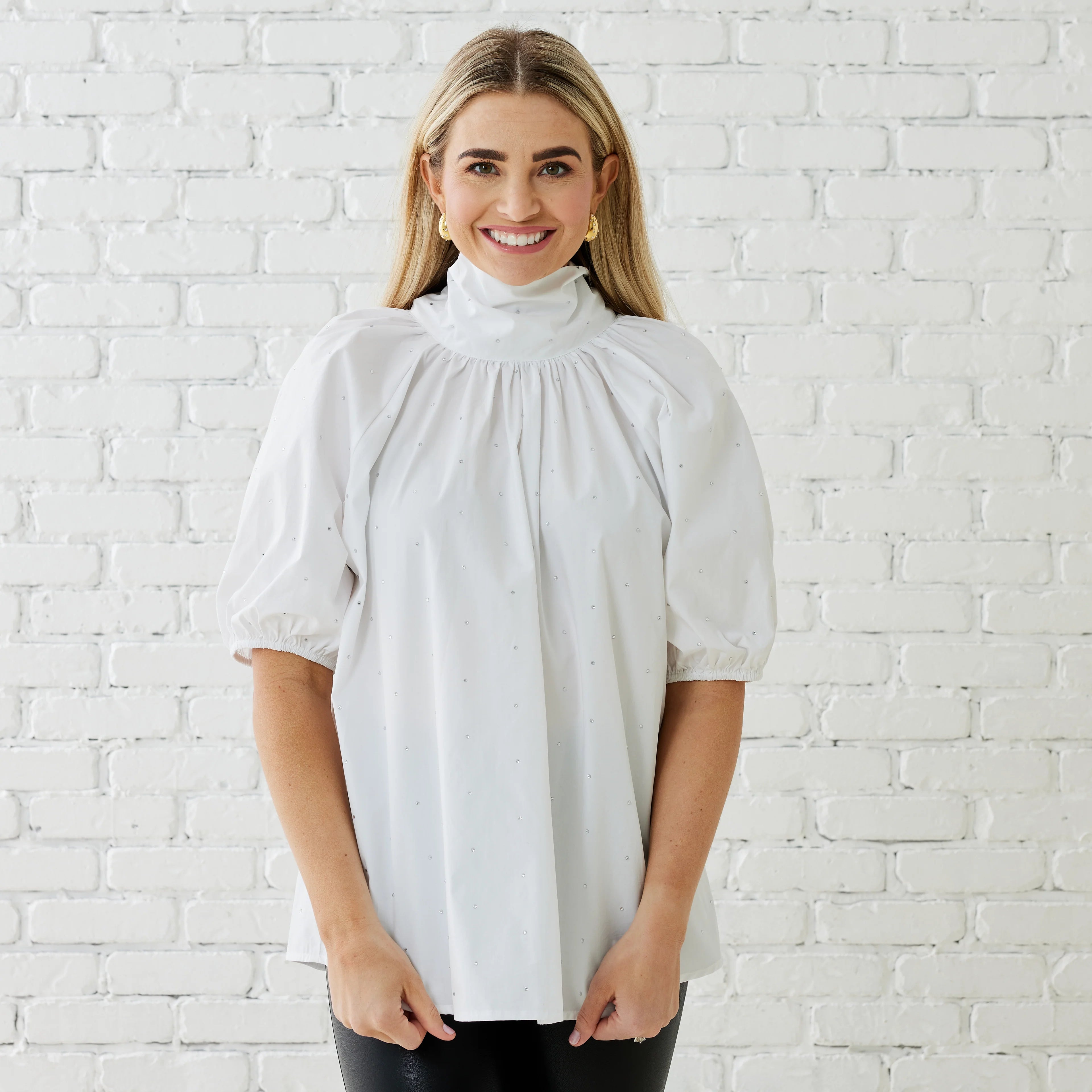 RYAN BOW SPARKLE TOP WHITE