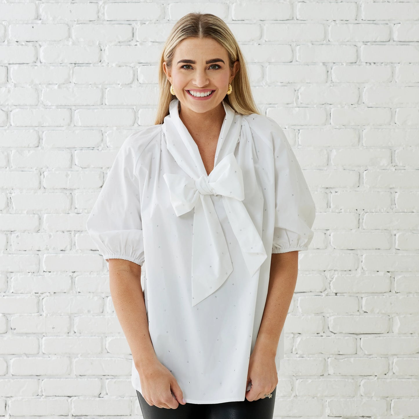 RYAN BOW SPARKLE TOP WHITE