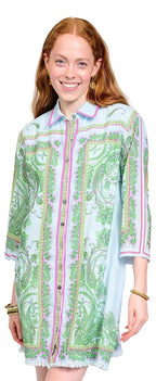 Paisley Border Shirtdress Blue