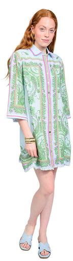 Paisley Border Shirtdress Blue