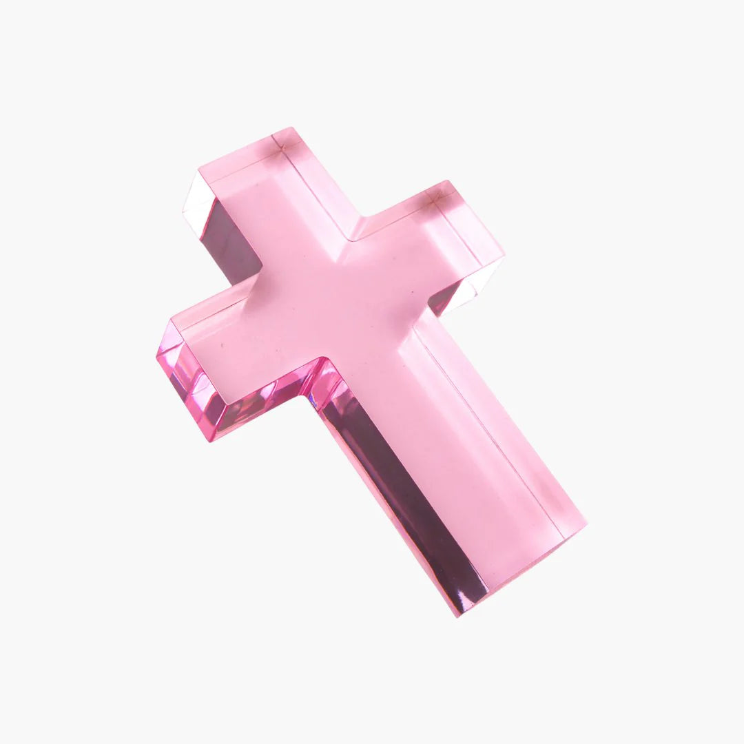 ACRYLIC CROSS WEIGHT PINK