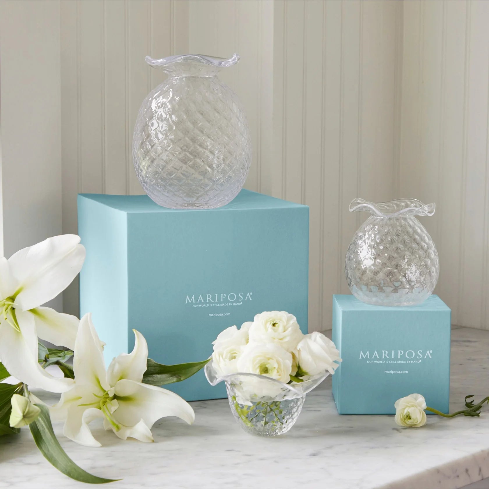 Clear Pineapple Textured  Bud Vase