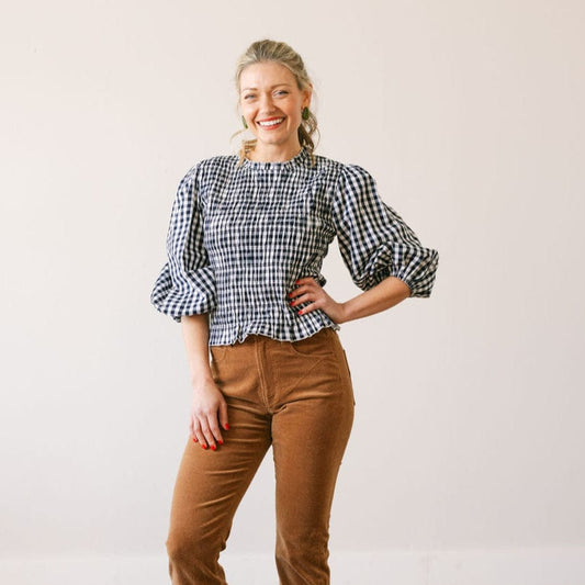 Navy Gingham Hali Top