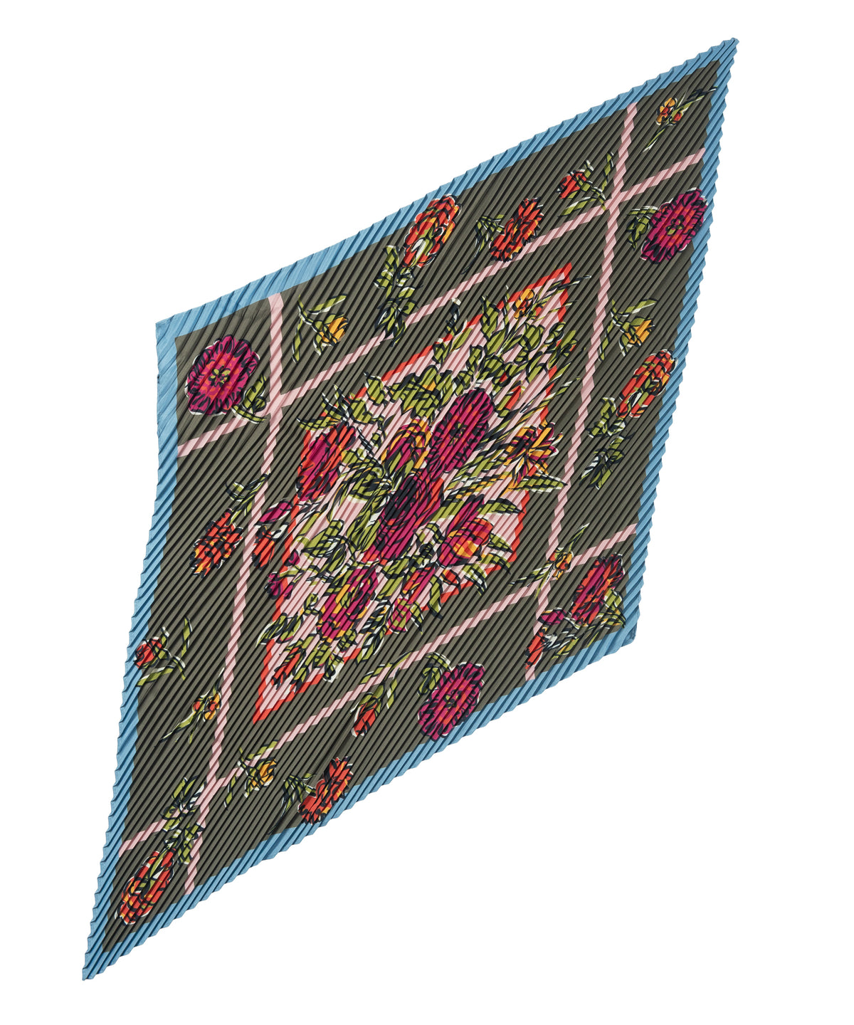 floral plaid pleated diamond