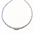 Erin Gray The Heishi Matte Silver Barrel Necklace