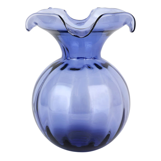 Vietri Hibiscus Glass Indigo Medium Fluted Vase