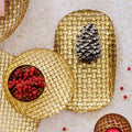 Rufolo Glass Gold Basketweave Large Rectangular Tray