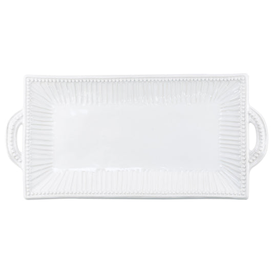 Incanto Stone White Stripe Handled Rectangular Platter