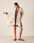 Whipstitch Travel Wrap - Cream/Bronze