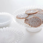 Alabaster White Scalloped  Large Cake Stand