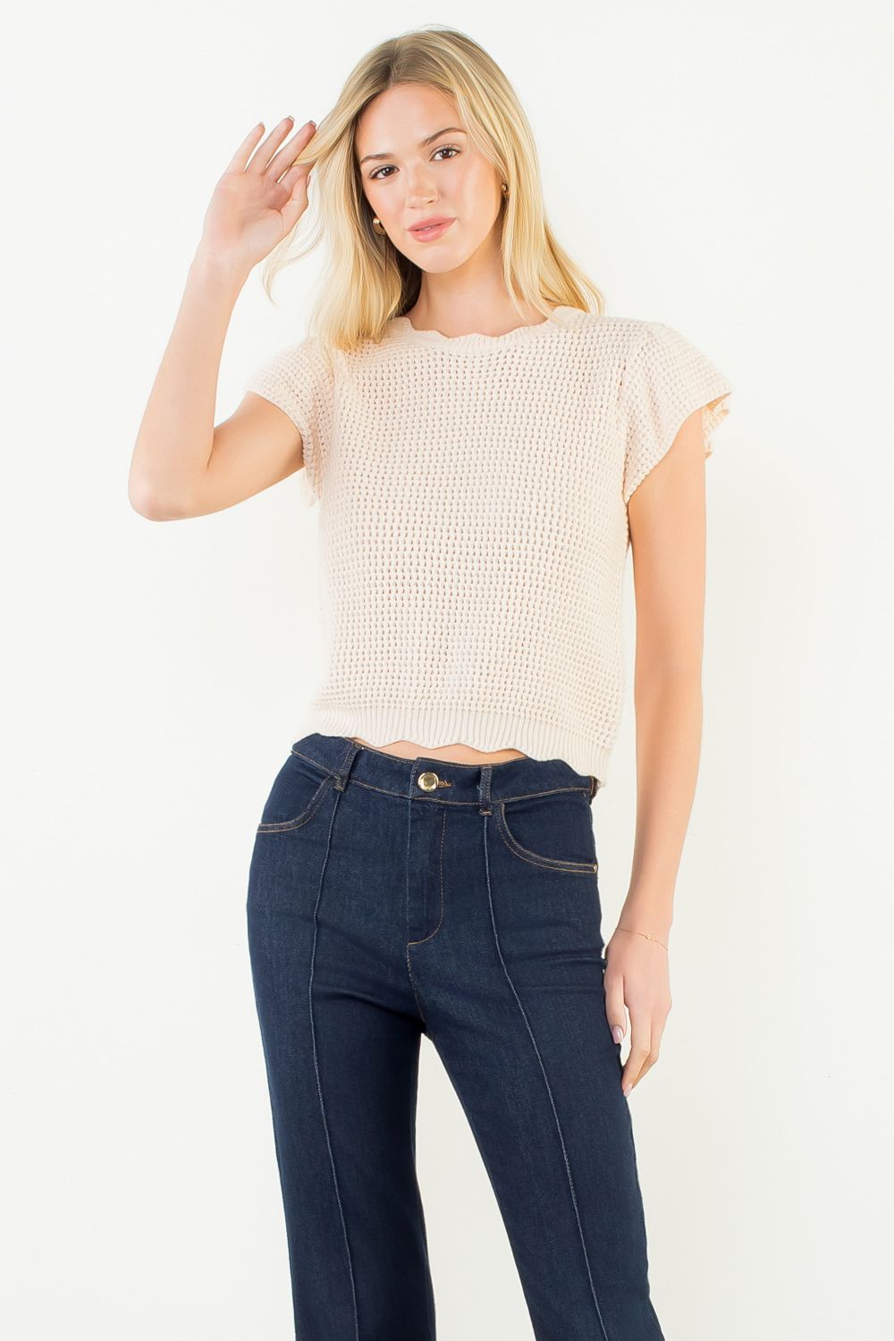 Scallop Detail Knit Top