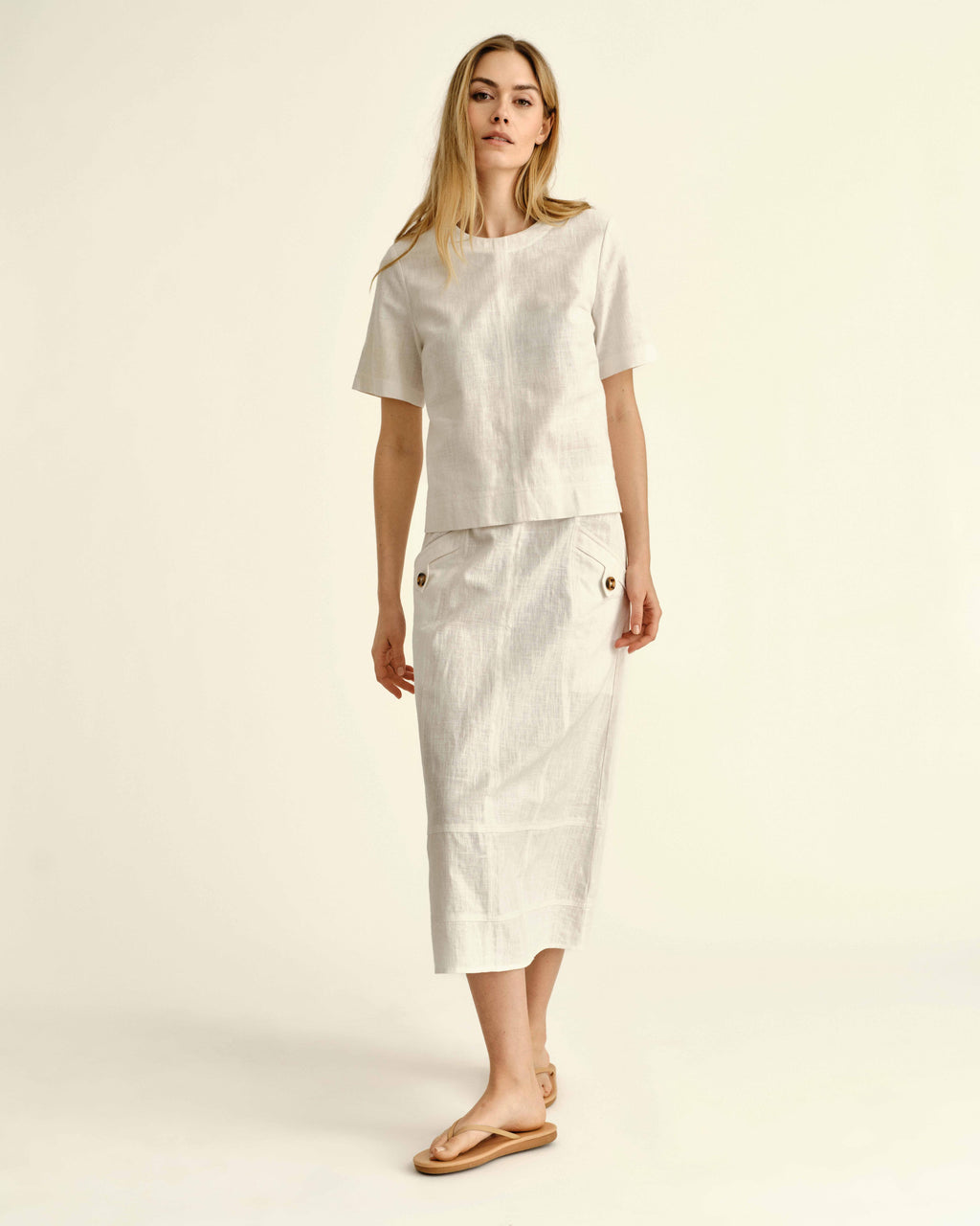 SU26 Alice Button Skirt-Bright White